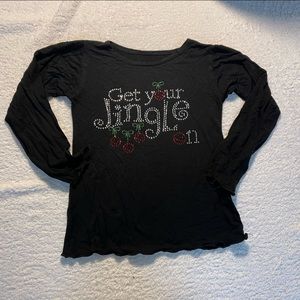 Christmas Black long sleeve t-shirt with bling Size 5